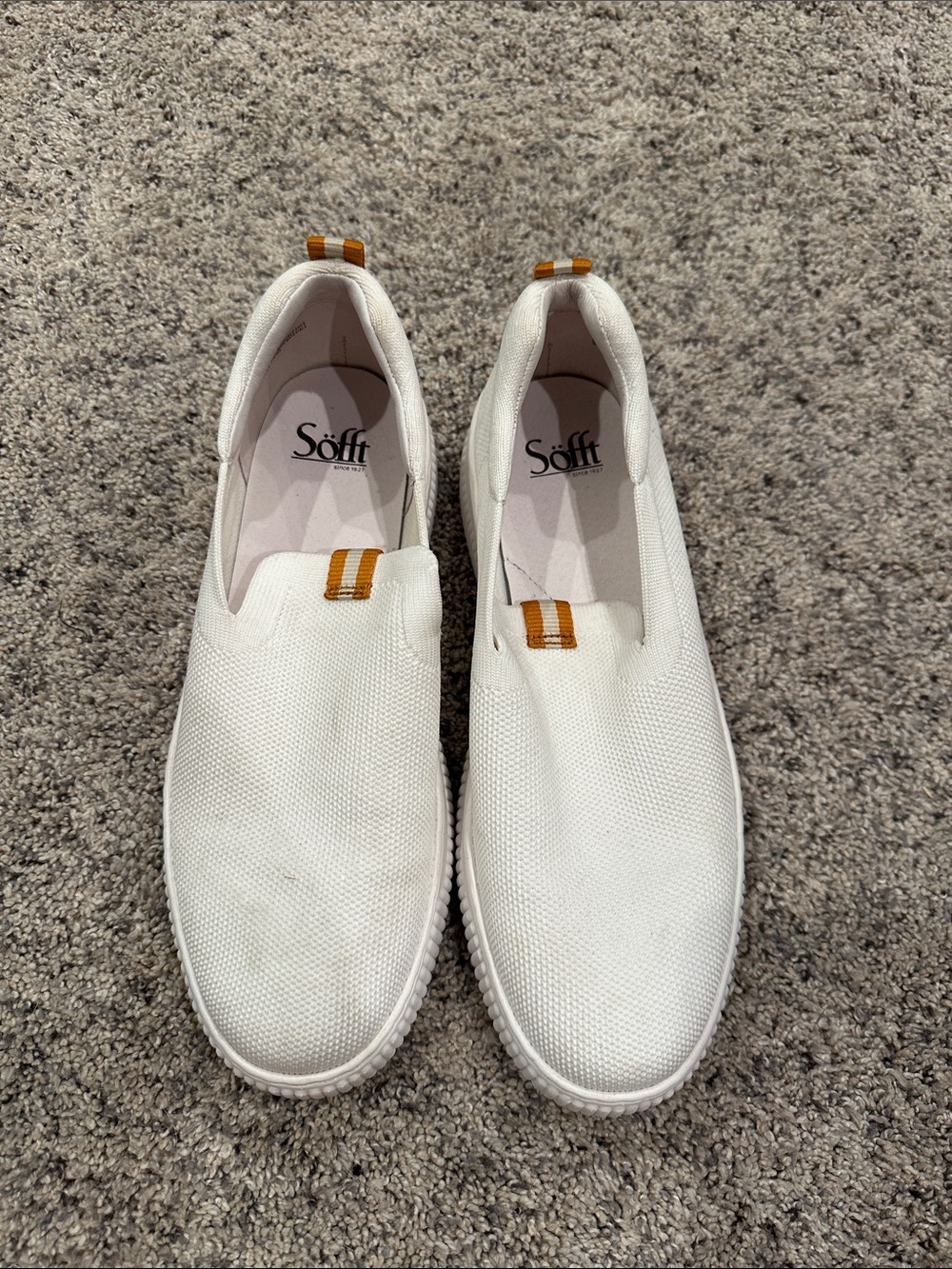 Women’s Slip-On Sneakers in White with Tan Accent